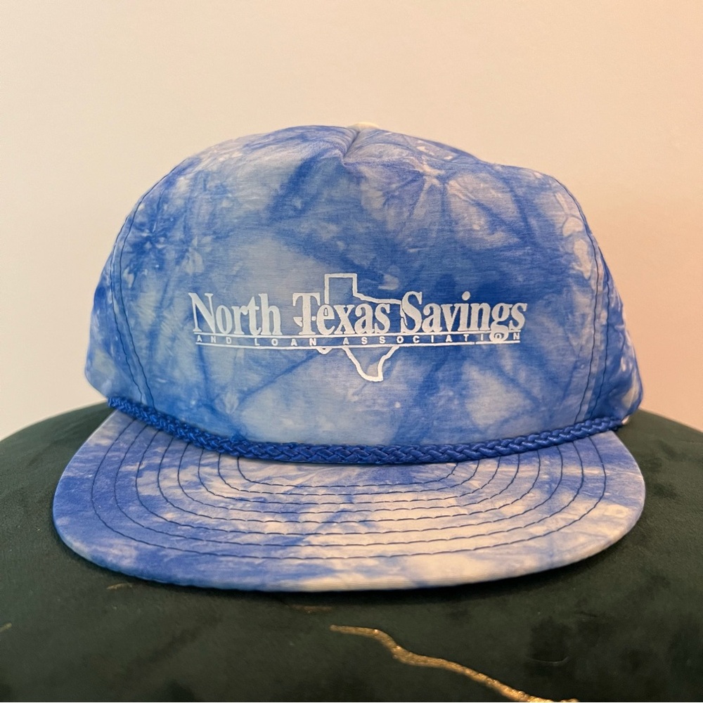 Vintage North Texas Savings Slide Buckle Blue Nissin Hat